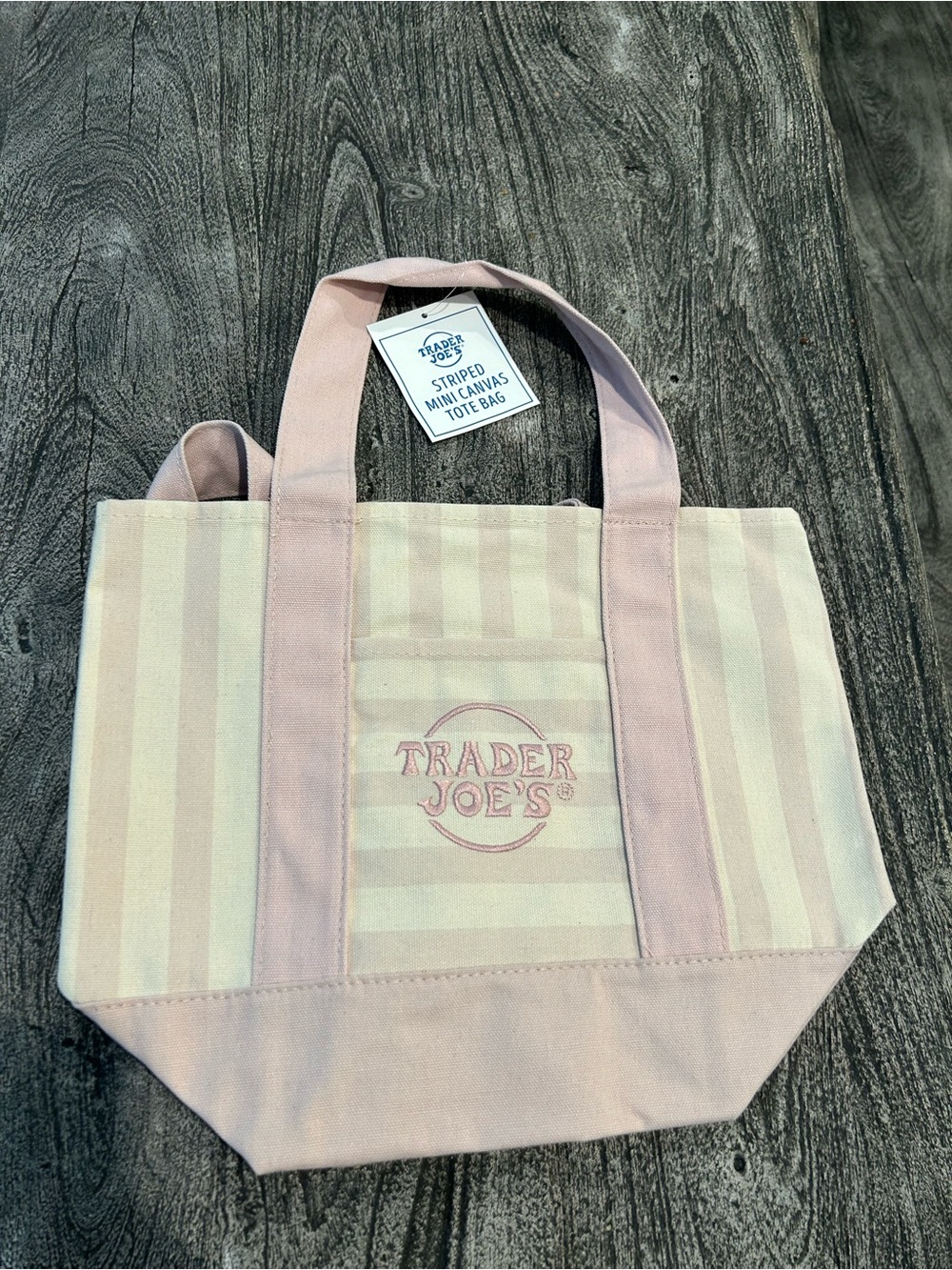 Trader Joe’s Striped Mini Canvas Tote Bags (4) Pink, Blue, Green, Tan - Picture 6 of 10